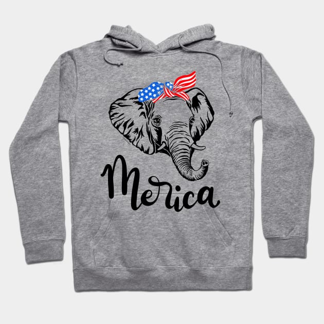 Merica American Republican Patriotic Elephant USA Flag Bandana Hoodie by DoubleBrush